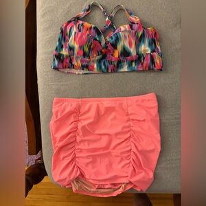 Torrid Coral Skirted Bikini Swim Set with Adjustable Straps
